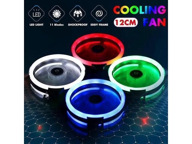 Alt view image 11 of 12 - 120mm Cooling Fan PC Computer Fan Quad 4 LED Light PC Computer Case Cooling Fan Mod Quiet Molex Connector Easy Installed Fan 12V