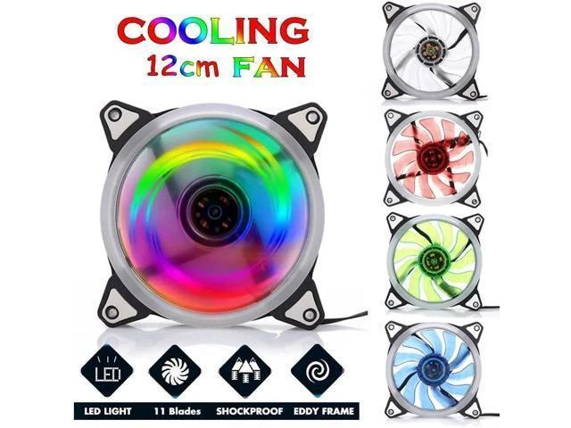 Alt view image 12 of 12 - 120mm Cooling Fan PC Computer Fan Quad 4 LED Light PC Computer Case Cooling Fan Mod Quiet Molex Connector Easy Installed Fan 12V