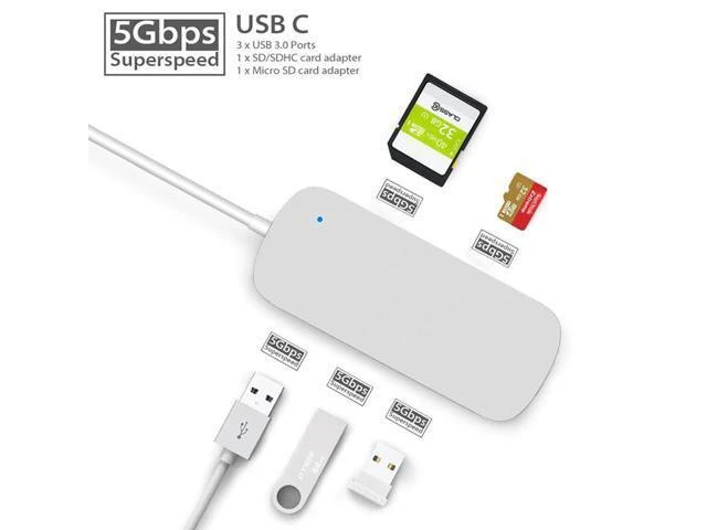 Alt view image 10 of 10 - 2019 new fashion Type C USB-C Hub Adapter 3 USB 3.0 Port Card Reader For MacBook Pro data transfer of speeds up to 5Gb/s 64#