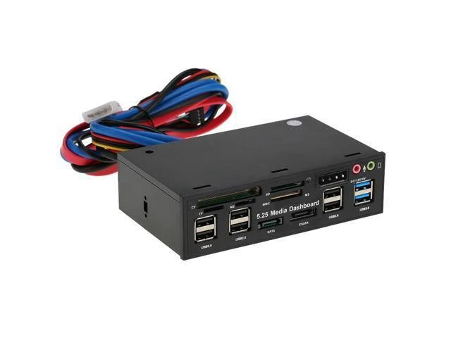 Alt view image 9 of 10 - Card Reader USB 3.0 Front Panel Hub eSATA SATA Port Internal Card Reader PC Dashboard Media Front Panel Audio