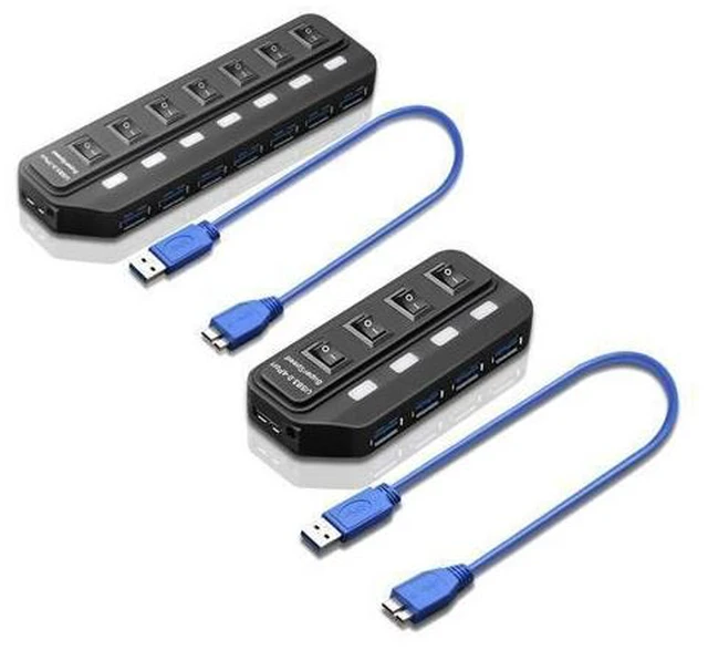 Alt view image 11 of 12 - 4/7 Ports USB 3.0 Hub USB Splitter with Individual Power Switches for PC USB3.0 Splitter with Four Switches Hub Hub With 7-port