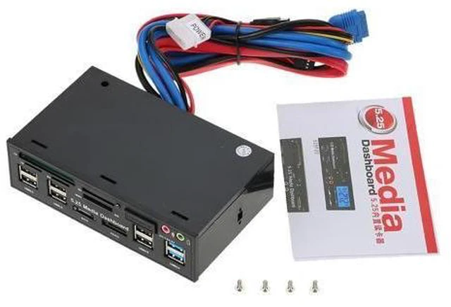Alt view image 9 of 10 - USB 3.0 Hub eSATA SATA Port Internal Card Reader PC Dashboard Media Front Panel Audio