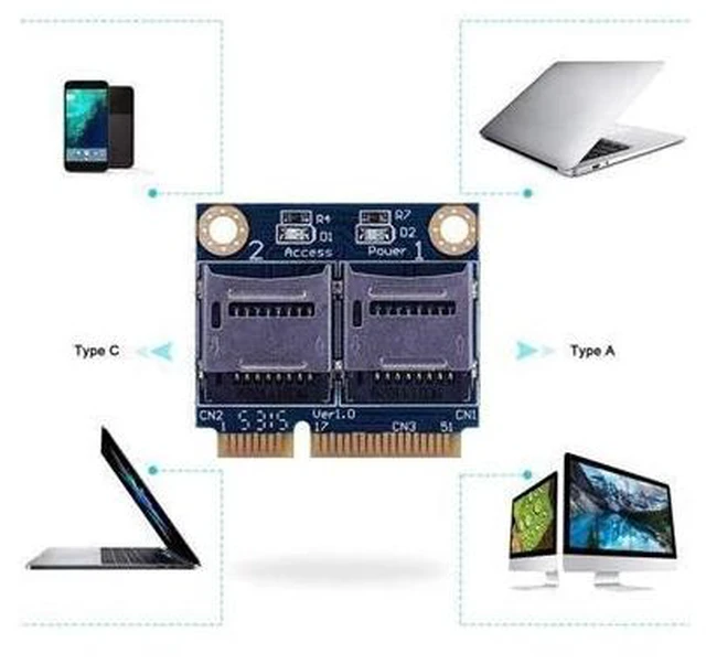 Alt view image 9 of 10 - Micro-Sd Tf To Mini Pci Express Memory Card Reader Adapter Converter Card for Laptop