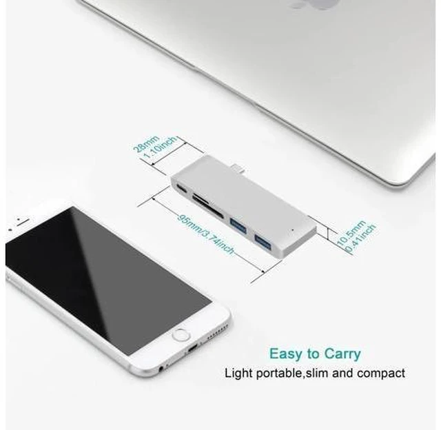 Alt view image 7 of 10 - 5 in1 USB C Hub Multiports USB Adapter for Macbook Pro Type C to USB3.0 SD TF Card Reader Adapter for 13/15inch MacBook Pro 2016