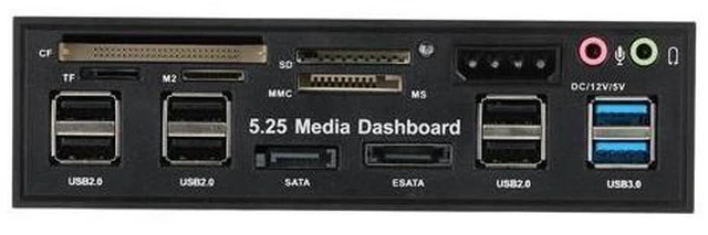 Alt view image 8 of 10 - USB 3.0 Hub eSATA SATA Port Internal Card Reader PC Dashboard Media Front Panel Audio for SD MS CF TF M2