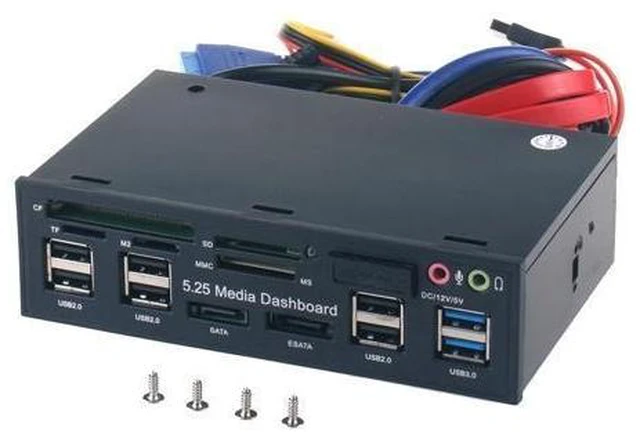 Alt view image 6 of 10 - USB 3.0 Hub ESATA SATA Port Internal Card Reader PC Media Front Panel Audio For SD MS CF TF M2 MMC Memory Cards