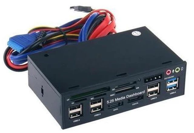 Alt view image 8 of 10 - USB 3.0 Hub ESATA SATA Port Internal Card Reader PC Media Front Panel Audio For SD MS CF TF M2 MMC Memory Cards