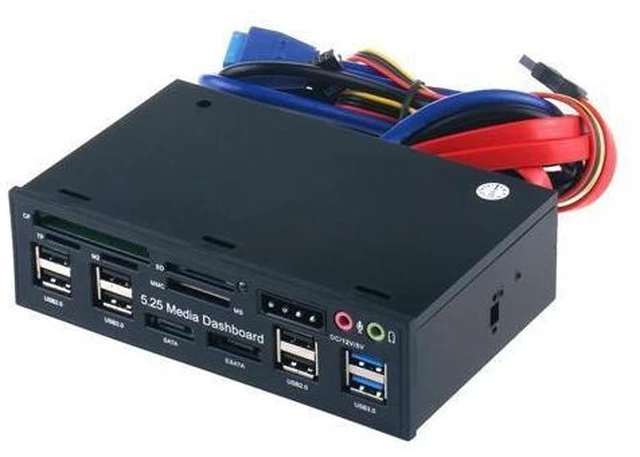 Alt view image 9 of 10 - USB 3.0 Hub ESATA SATA Port Internal Card Reader PC Media Front Panel Audio For SD MS CF TF M2 MMC Memory Cards