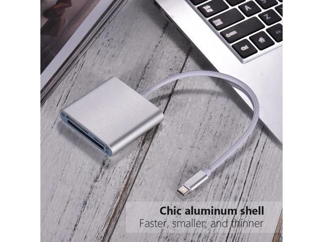 Alt view image 9 of 10 - Type-C Card Reader USB 3.0 Card Reader 3-in-1 TF/SD/CF Card Reader Aluminum Alloy Card Reader Silver
