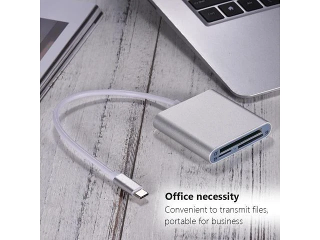 Alt view image 10 of 10 - Type-C Card Reader USB 3.0 Card Reader 3-in-1 TF/SD/CF Card Reader Aluminum Alloy Card Reader Silver