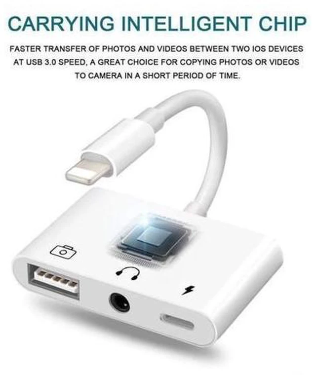 Alt view image 6 of 10 - style OTG Adapter USB 3 Camera Reader With 3.5mm Headphone Jack Connection Kits Data Sync For iPhone 11 X/XR/XS/8/7 500MA