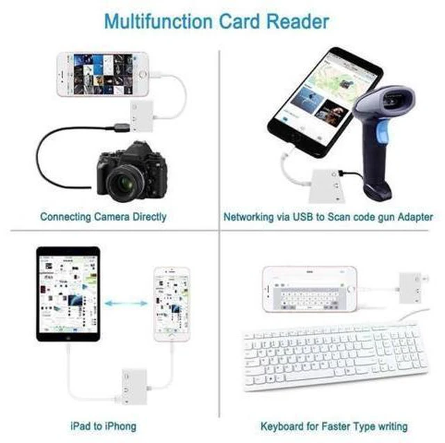 Alt view image 7 of 10 - style OTG Adapter USB 3 Camera Reader With 3.5mm Headphone Jack Connection Kits Data Sync For iPhone 11 X/XR/XS/8/7 500MA