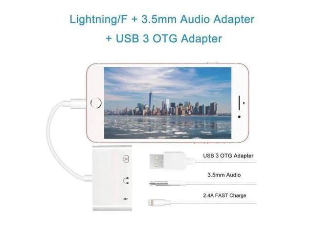 Alt view image 9 of 10 - style OTG Adapter USB 3 Camera Reader With 3.5mm Headphone Jack Connection Kits Data Sync For iPhone 11 X/XR/XS/8/7 500MA