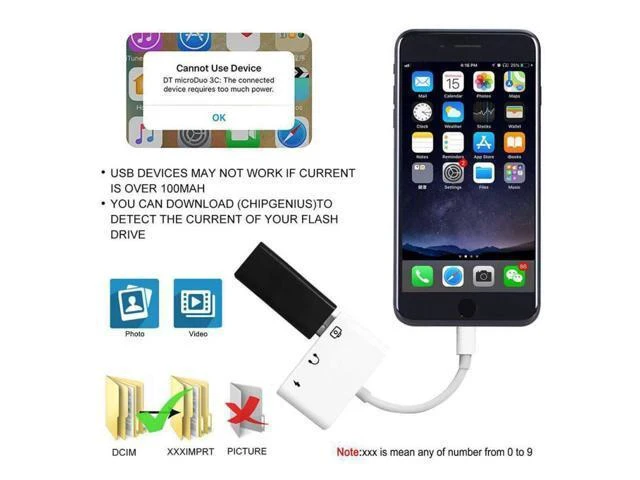 Alt view image 10 of 10 - style OTG Adapter USB 3 Camera Reader With 3.5mm Headphone Jack Connection Kits Data Sync For iPhone 11 X/XR/XS/8/7 500MA