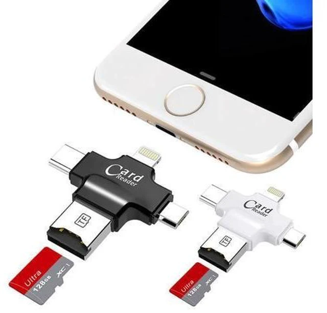 Alt view image 9 of 10 - 4 in 1 Card Reader Type C Micro USB Adapter Micro SD Card Reader Card for iPhone / iPad Smart OTG