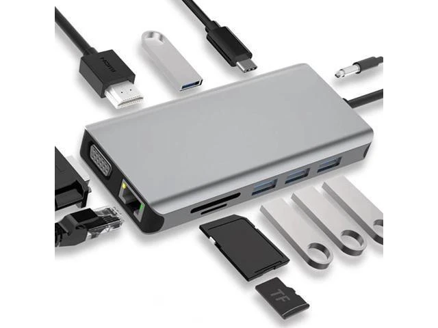 Alt view image 8 of 10 - Station USB C HUB Type-C 11-In-1 with 4K USB 3.0 for and USB C Laptops Phone