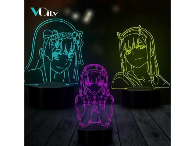 Alt view image 6 of 10 - DARLING in the FRANXX 02 zero two 3D Night Light Anime Girls Gifts Bedroom Decor Cartoon Nightlight LED Lighting Desk Lamp