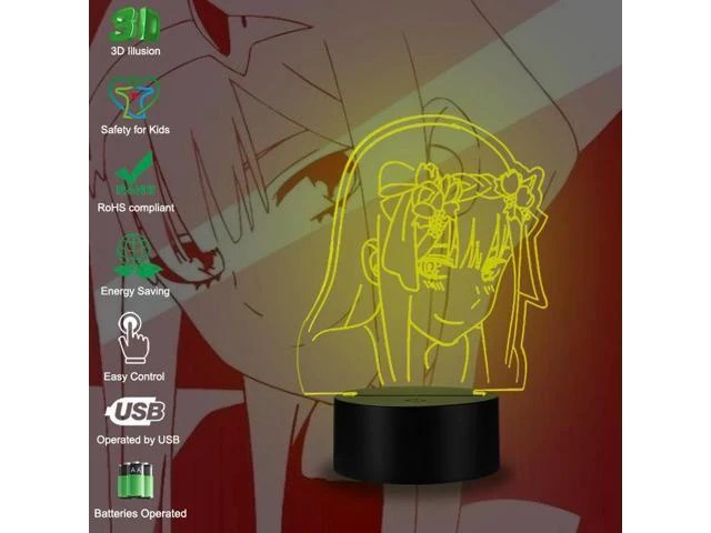 Alt view image 7 of 10 - DARLING in the FRANXX 02 zero two 3D Night Light Anime Girls Gifts Bedroom Decor Cartoon Nightlight LED Lighting Desk Lamp