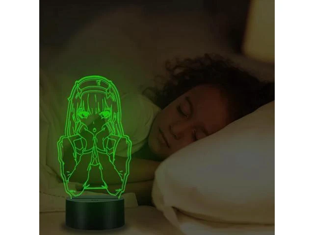 Alt view image 8 of 10 - DARLING in the FRANXX 02 zero two 3D Night Light Anime Girls Gifts Bedroom Decor Cartoon Nightlight LED Lighting Desk Lamp
