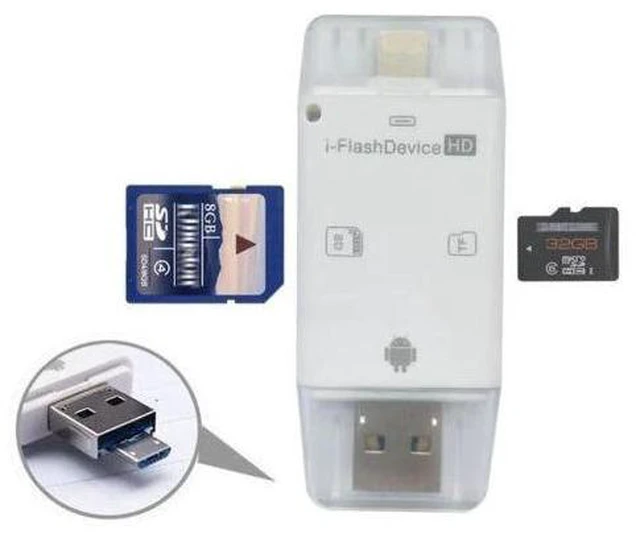 Alt view image 6 of 8 - Flash Drive SD TF Card Reader For iPhone pro 11 8 X 7 6s 6 Plus 5 s iPad 4 Air Mini 2 3 for IOS 12
