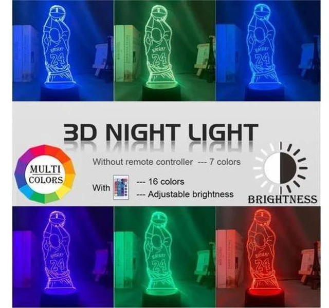 Alt view image 14 of 14 - Night Light Kobe Jump Shoot Figure Back View Bedroom Decor Nightlight Desk 3D Lamp Dropshipping Kobe Bryant Memorial Gifts