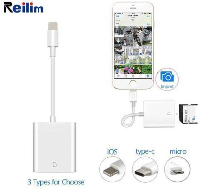 Alt view image 6 of 10 - SD Card Reader for Lightning to SD Card Camera Reader Adapter for TypeC OTG Card Reader for Macbook Mobile Phone IOS USB-C