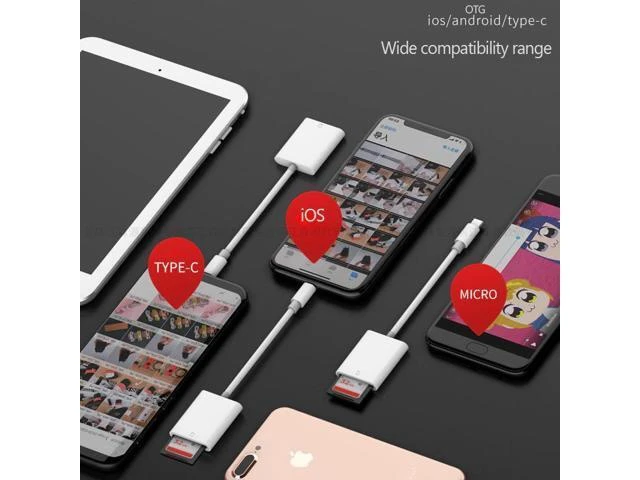 Alt view image 9 of 10 - SD Card Reader for Lightning to SD Card Camera Reader Adapter for TypeC OTG Card Reader for Macbook Mobile Phone IOS USB-C
