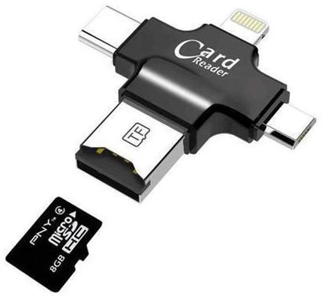 Alt view image 6 of 10 - 4 in 1 Card Reader usb-C Micro USB MicroSD tipo C Cardreader for Android ipad/iphone 7plus 6s5s MacBook OTG TF SD reader