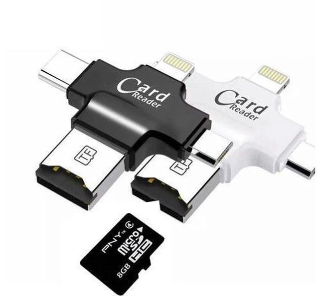 Alt view image 7 of 10 - 4 in 1 Card Reader usb-C Micro USB MicroSD tipo C Cardreader for Android ipad/iphone 7plus 6s5s MacBook OTG TF SD reader
