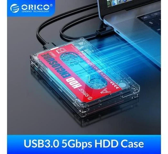 Alt view image 6 of 10 - HD Hard Drive Case USB3.0 HDD Enclosure External Transparent SSD box Cassette Tape Design for 2.5'' SSD HDD hard disk
