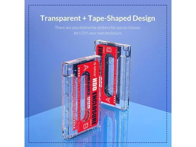 Alt view image 8 of 10 - HD Hard Drive Case USB3.0 HDD Enclosure External Transparent SSD box Cassette Tape Design for 2.5'' SSD HDD hard disk