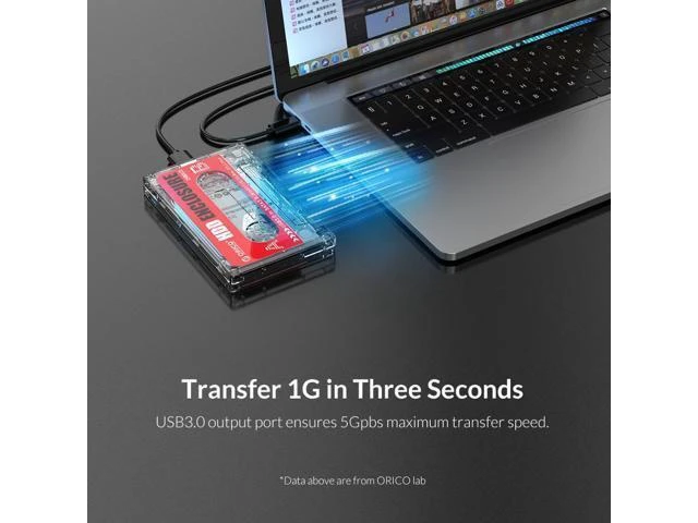 Alt view image 9 of 10 - HD Hard Drive Case USB3.0 HDD Enclosure External Transparent SSD box Cassette Tape Design for 2.5'' SSD HDD hard disk