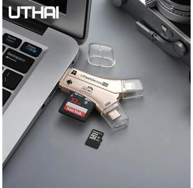 Alt view image 8 of 10 - C11 Lightning Card Reader SD TF USB C to MicroUSB Multi Card readers 4in1 Type-C Flash Drive For Iphone 7 8 11 X XR MAX