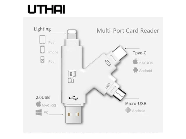 Alt view image 10 of 10 - C11 Lightning Card Reader SD TF USB C to MicroUSB Multi Card readers 4in1 Type-C Flash Drive For Iphone 7 8 11 X XR MAX