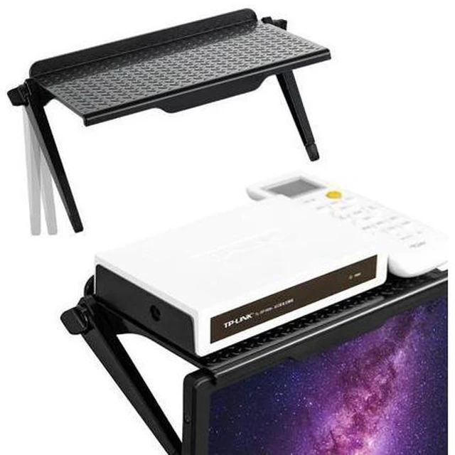 Alt view image 6 of 10 - ABS Computer Monitor Shelf Desktop Screen Top Shelf TV Buddy Organizer Storage Rack Shelf For Home Office Decoration