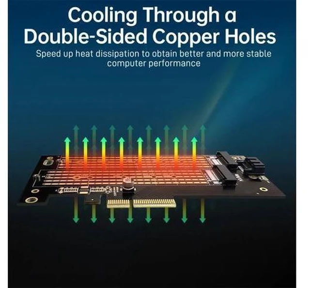 Alt view image 11 of 14 - M.2 NVME SSD to PCIe 4.0 X4 Adapter Card with Copper Cooling Best Heatsink Upgrade for PC , PCIE GEN4 Full Speed 64Gbps