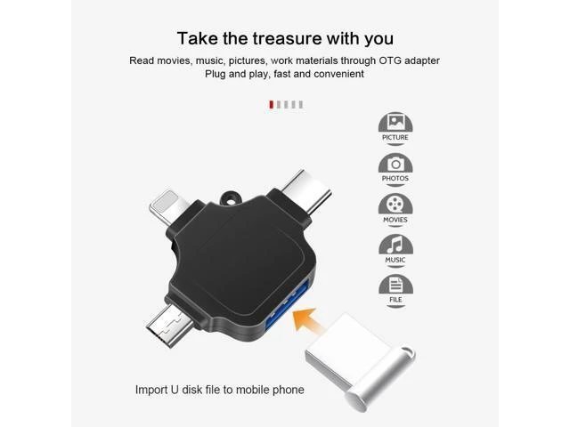 Alt view image 10 of 10 - C66 For iPhone Android Type-C USB3.0 4 In 1 OTG Adapter Multi All In 1 Card Reader Connect U Flash Drive Mouse For IOS13