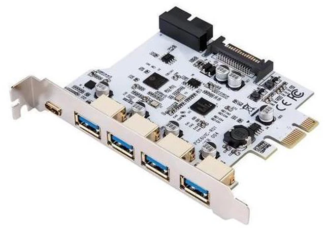 Alt view image 7 of 10 - On Card USB 3.0 PCI-E Type C Expansion Card PCI Express PCI-E to USB 3.0 Controller 5Port + 1Port USB 3.1 PCI-E Card Adapter