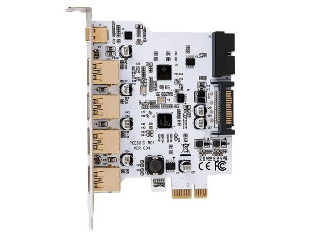 Alt view image 9 of 10 - On Card USB 3.0 PCI-E Type C Expansion Card PCI Express PCI-E to USB 3.0 Controller 5Port + 1Port USB 3.1 PCI-E Card Adapter