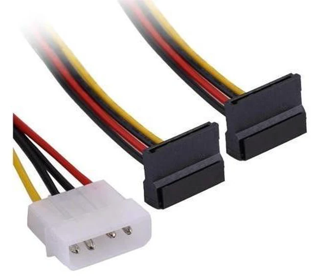 Alt view image 6 of 8 - SATA Adapter Power Cable, 4pin 2 SATA Power Connector Splitter,IDE 4 pin Spliter SATA 90 Degree for Hard Drive SSD