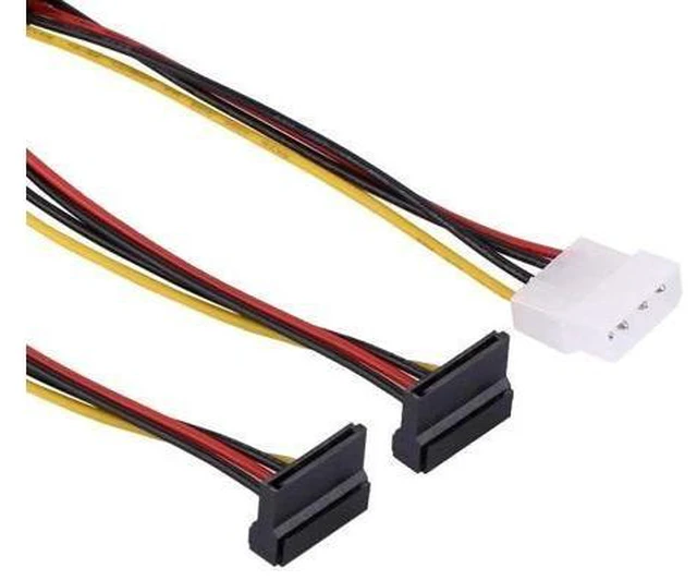Alt view image 7 of 8 - SATA Adapter Power Cable, 4pin 2 SATA Power Connector Splitter,IDE 4 pin Spliter SATA 90 Degree for Hard Drive SSD