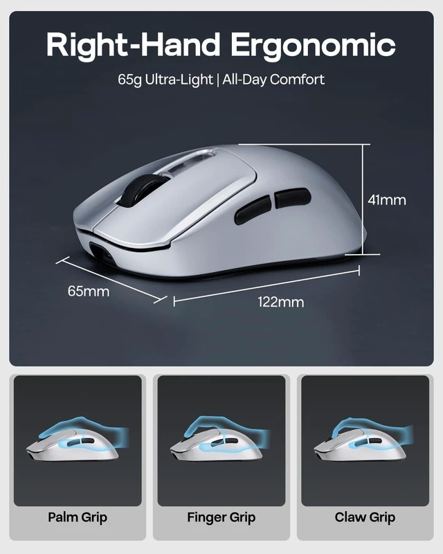 Alt view image 12 of 14 - NEX Pro Wireless Gaming Mouse with RGB Charging Dock | PixArt PAW3950, 65g, 8000Hz Polling, 42K DPI, Tri-Mode, Rechargeable, Online Software
