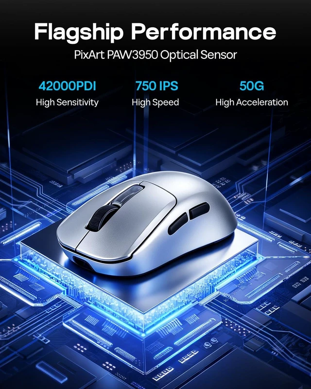 Alt view image 13 of 14 - NEX Pro Wireless Gaming Mouse with RGB Charging Dock | PixArt PAW3950, 65g, 8000Hz Polling, 42K DPI, Tri-Mode, Rechargeable, Online Software
