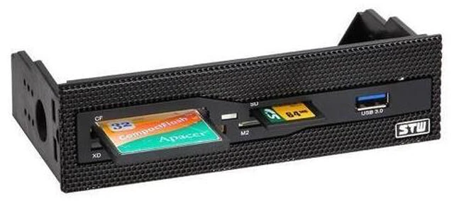 Alt view image 10 of 10 - 5.25" Bay Mesh All In one USB Front Panel CF/XD/MS/M2/SD/TF Internal USB 2 .0 Card Reader USB Flash Memory,1 USB 3.0 Port