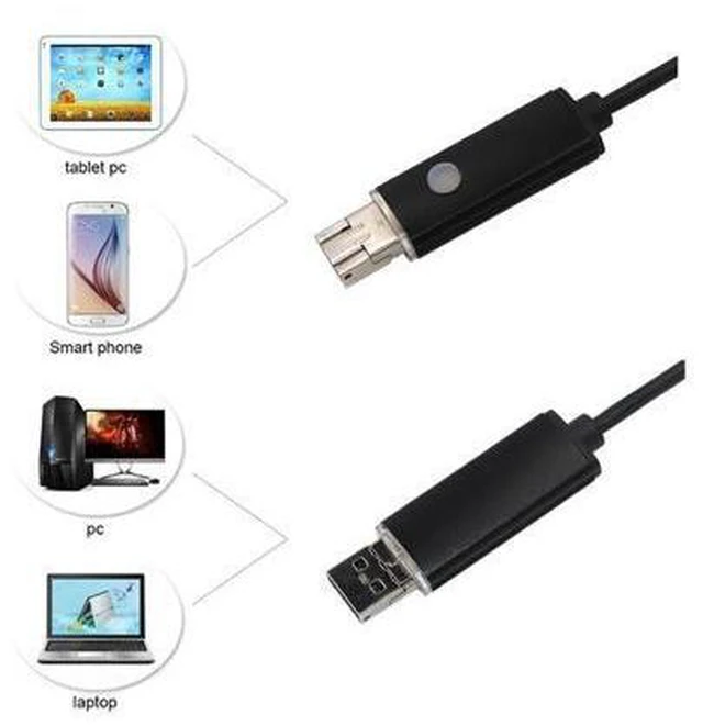 Alt view image 9 of 14 - USB Mini Endoscope Camera 7mm 2m 1m Flexible Soft/Hard Cable Borescope Inspection Camera Waterproof Lighting For Android