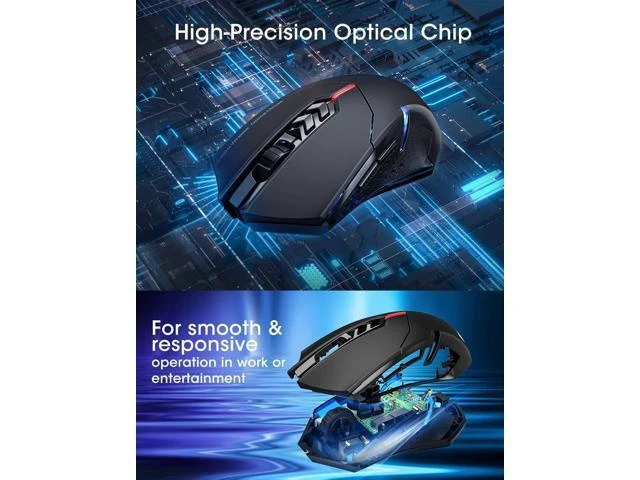 Alt view image 10 of 14 - Wireless Laptop Mouse- 2.4G USB Cordless Optical Gaming & Office Mice with 7 Silent Click Buttons Ergonomic Computer Mouse 5 Adjustable DPI Plug & Play for PC Windows Mac etc-Black