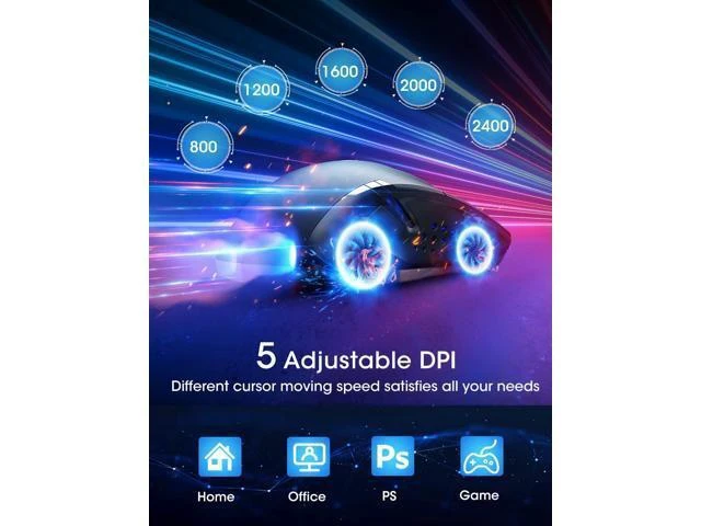Alt view image 13 of 14 - Wireless Laptop Mouse- 2.4G USB Cordless Optical Gaming & Office Mice with 7 Silent Click Buttons Ergonomic Computer Mouse 5 Adjustable DPI Plug & Play for PC Windows Mac etc-Black