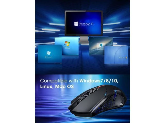 Alt view image 14 of 14 - Wireless Laptop Mouse- 2.4G USB Cordless Optical Gaming & Office Mice with 7 Silent Click Buttons Ergonomic Computer Mouse 5 Adjustable DPI Plug & Play for PC Windows Mac etc-Black