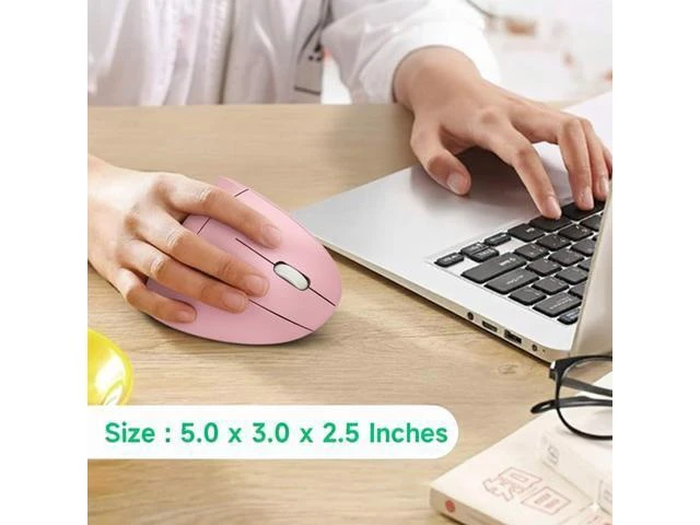 Alt view image 8 of 12 - Ergonomic Vertical Wireless Mouse Stylish Rechargeable 2.4G Optical Mice Cordless Mouse with USB Receiver, 800/1200 /1600 DPI, 5 Buttons for Laptop,PC,Mac,Computer (Pink)