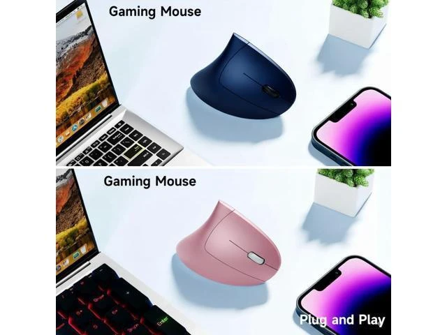 Alt view image 9 of 12 - Ergonomic Vertical Wireless Mouse Stylish Rechargeable 2.4G Optical Mice Cordless Mouse with USB Receiver, 800/1200 /1600 DPI, 5 Buttons for Laptop,PC,Mac,Computer (Pink)